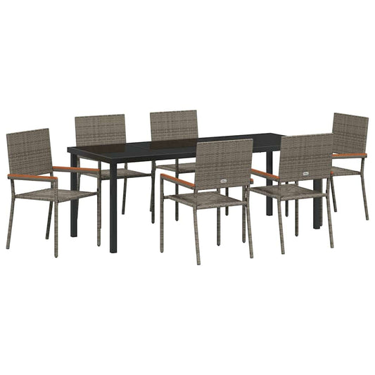 Garden Dining Set with Cushion 7 pcs Grey Poly Rattan Garden Dining Set with Cushion 7 pcs Grey Poly Rattan