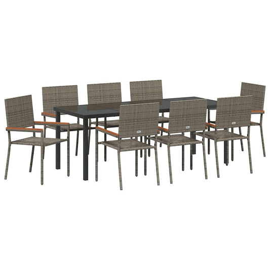 Garden Dining Set with Cushion 9 pcs Grey Poly Rattan Garden Dining Set with Cushion 9 pcs Grey Poly Rattan