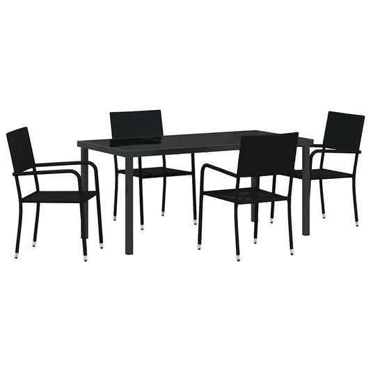 Garden Dining Set with Cushion 5 pcs Black Poly Rattan Garden Dining Set with Cushion 5 pcs Black Poly Rattan