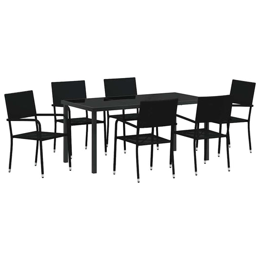 Garden Dining Set with Cushion 7 pcs Black Poly Rattan Garden Dining Set with Cushion 7 pcs Black Poly Rattan
