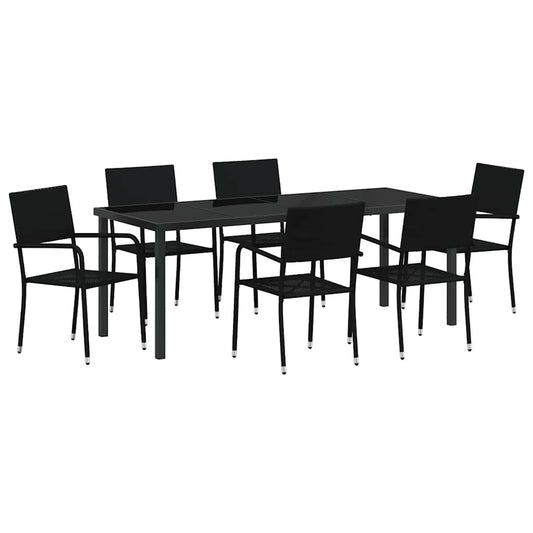 Garden Dining Set with Cushion 7 pcs Black Poly Rattan Garden Dining Set with Cushion 7 pcs Black Poly Rattan
