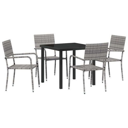 Garden Dining Set 5 pcs Grey Poly Rattan Garden Dining Set 5 pcs Grey Poly Rattan