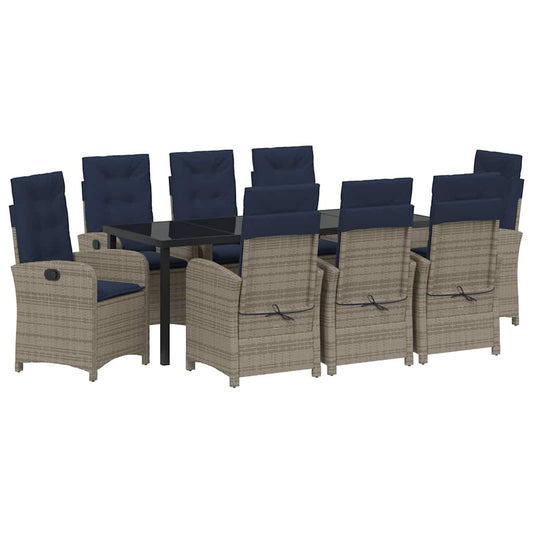 Garden Dining Set with Cushion 9 pcs Grey Poly Rattan Garden Dining Set with Cushion 9 pcs Grey Poly Rattan
