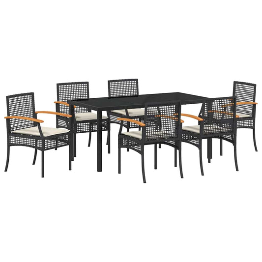 Garden Dining Set 7 pcs Black Poly Rattan Garden Dining Set 7 pcs Black Poly Rattan