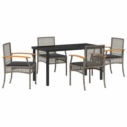Garden Dining Set with Cushion 5 pcs Grey and Black Rattan Garden Dining Set with Cushion 5 pcs Grey and Black Rattan