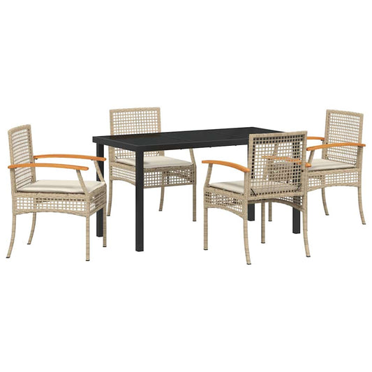 Garden Dining Set with Cushion 5 pcs Beige and Black Rattan Garden Dining Set with Cushion 5 pcs Beige and Black Rattan
