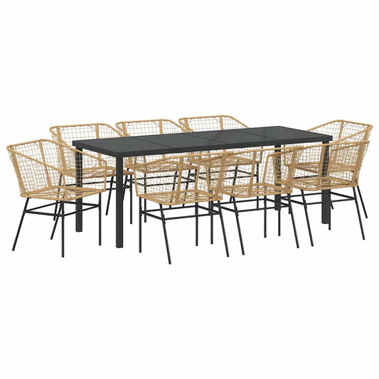 Garden Dining Set 9 pcs Brown Poly Rattan Garden Dining Set 9 pcs Brown Poly Rattan
