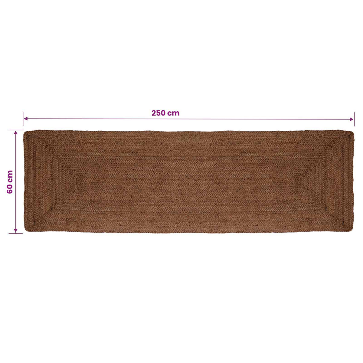 Area Rug Grey 60 x 250 cm Jute