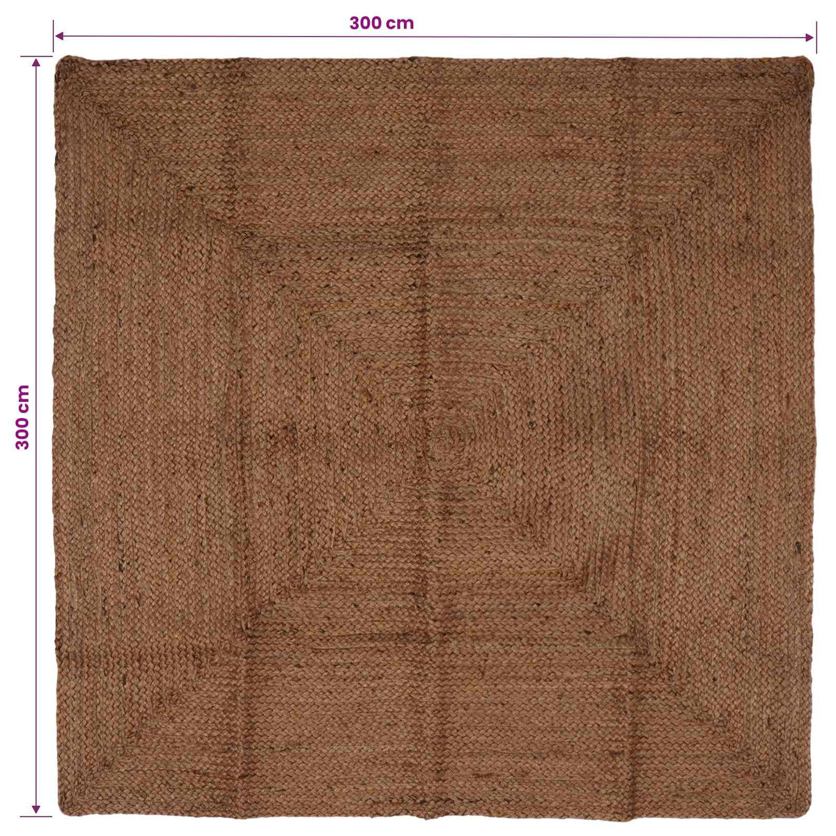 Area Rug Grey 300 x 300 cm Jute