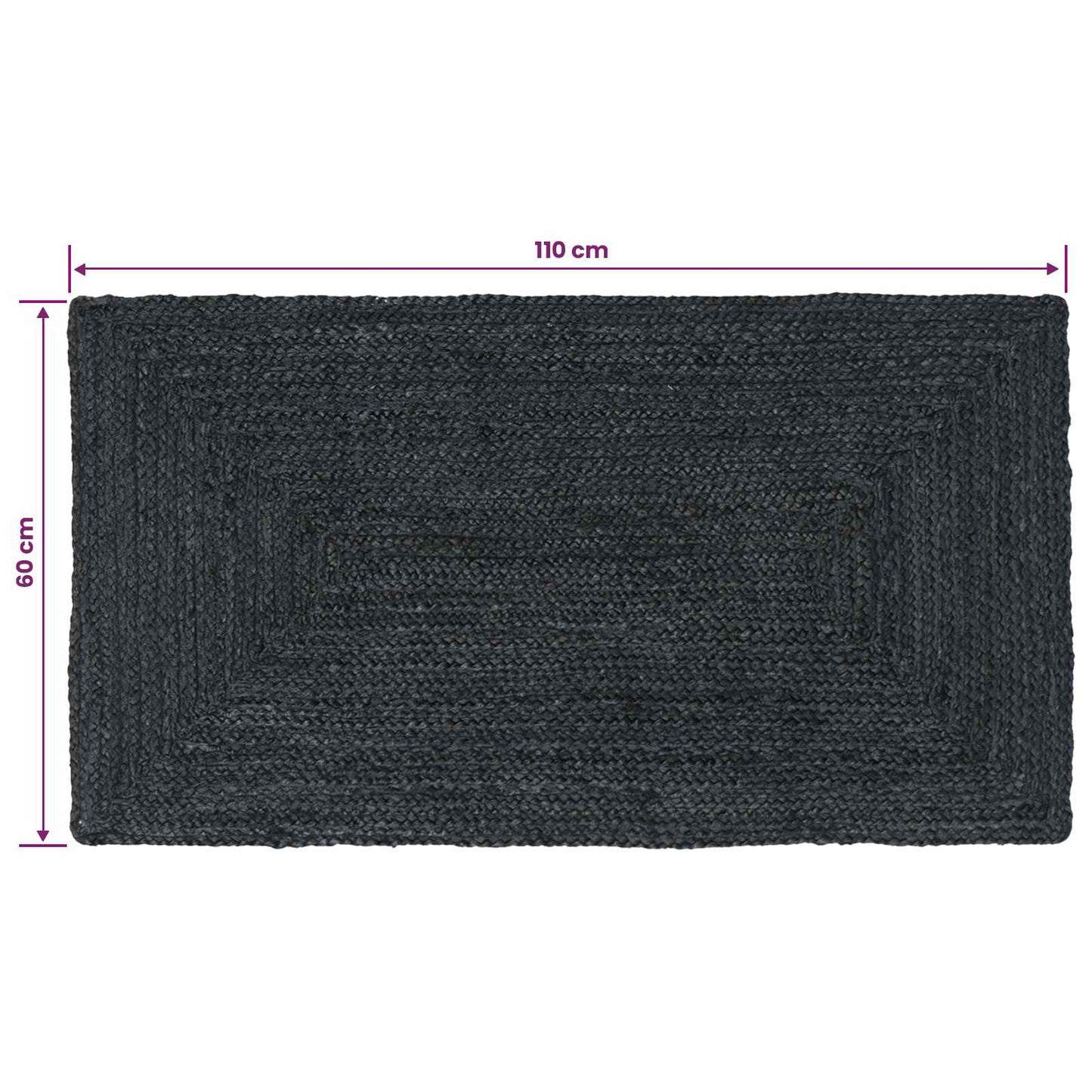 Area Rugs Rectangular Dark Grey 60 x 110 cm Jute
