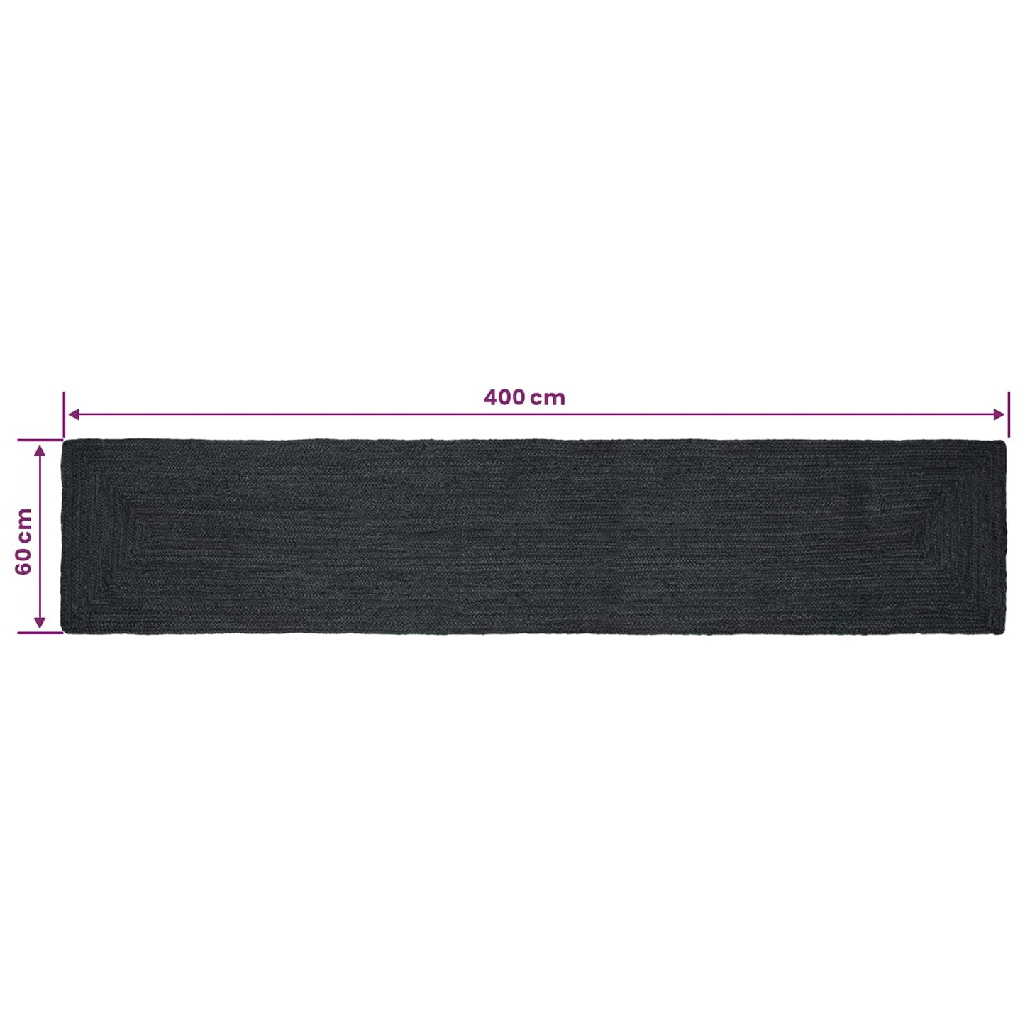 Area Rugs Rectangular Dark Grey 60 x 400 cm Jute