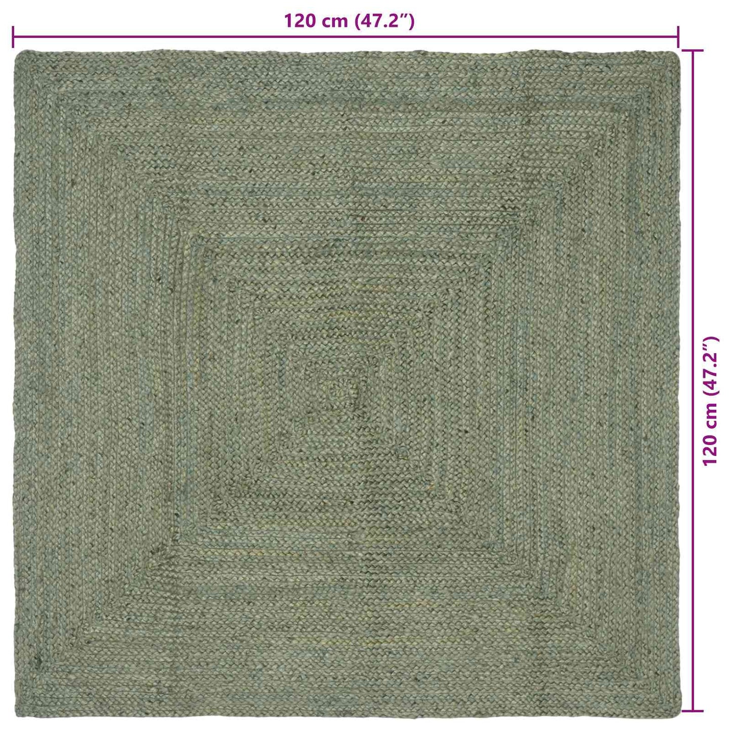 Area Rugs Rectangular Olive Green 120 x 120 cm Jute