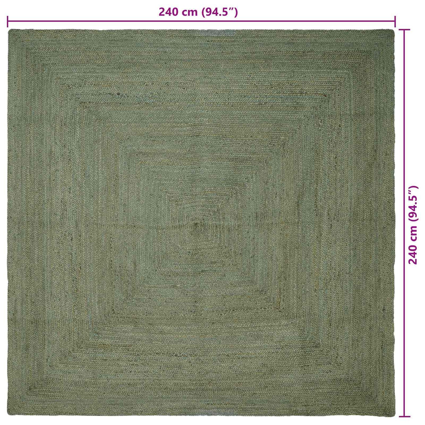 Area Rugs Square Olive Green 240 x 240 cm Jute