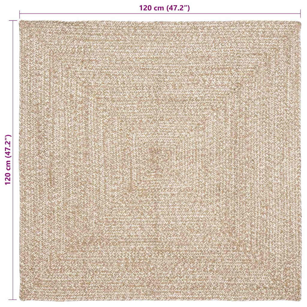 Area Rugs Natural and White 120 x 120 cm Jute