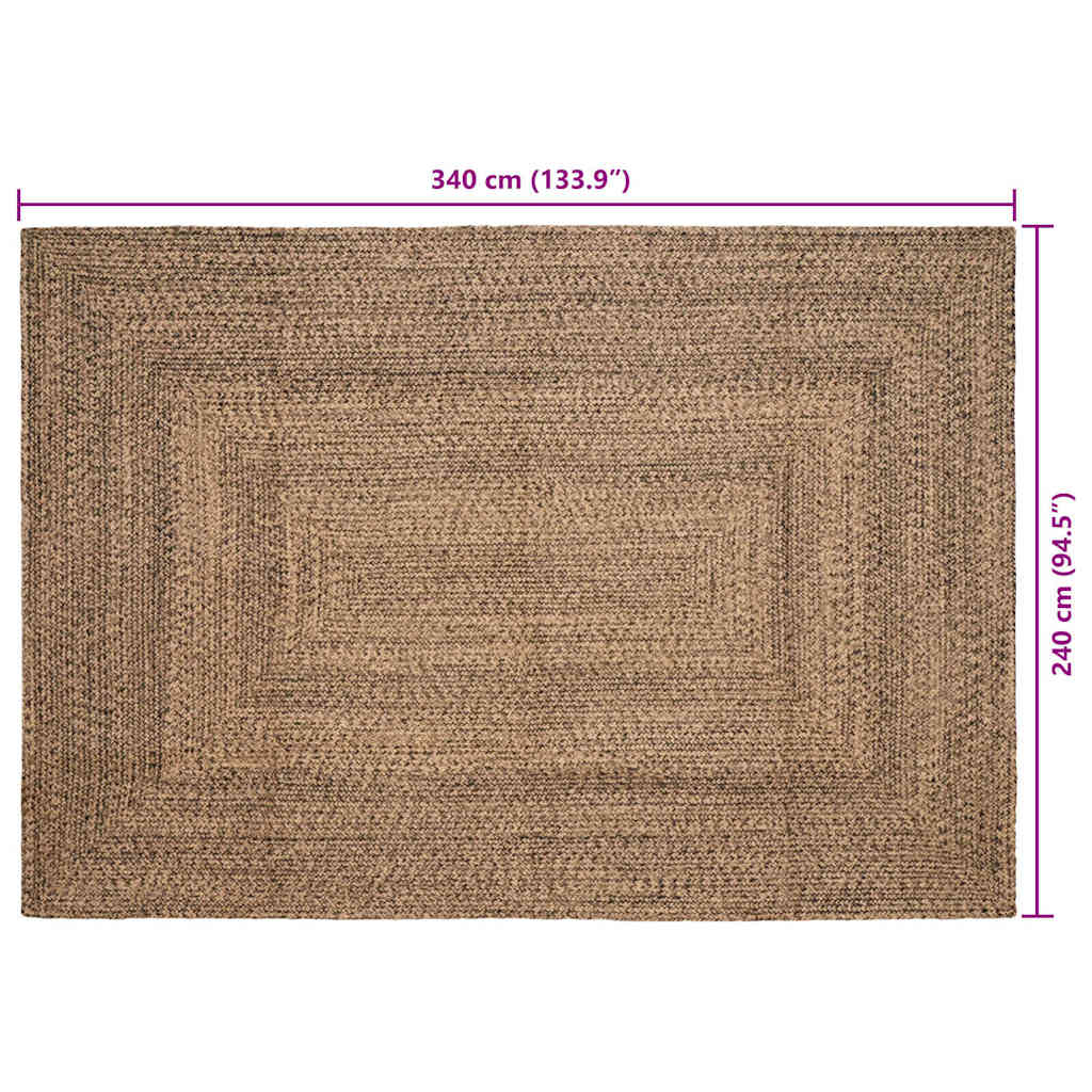 Area Rugs Natural and Black 240 x 340 cm Jute