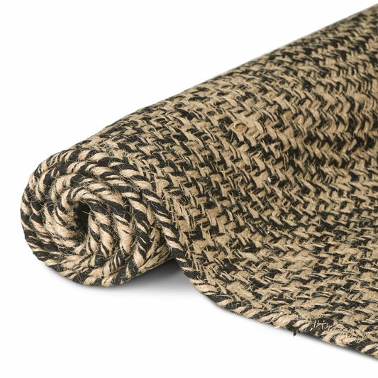 Area Rug Natural and Black 120 x 120 cm Jute Area Rug Natural and Black 120 x 120 cm Jute