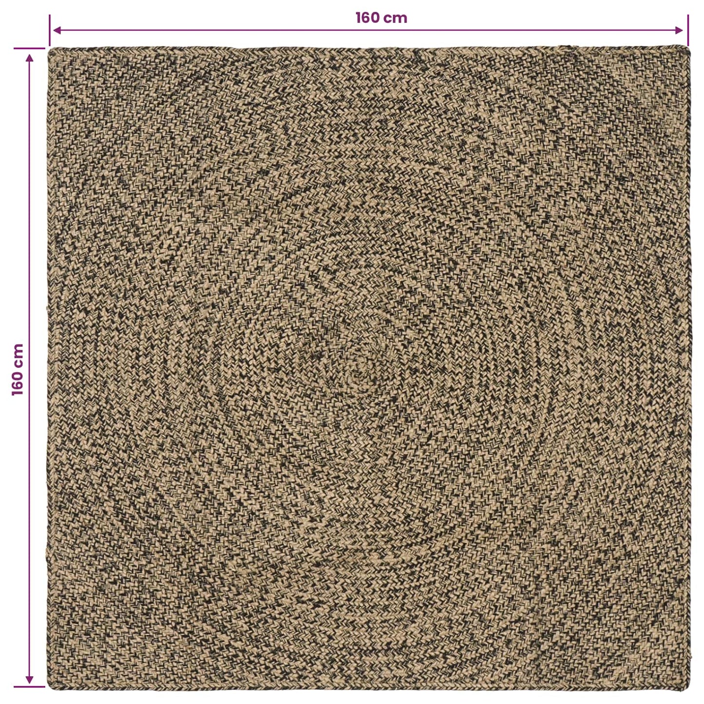 Area Rugs Natural and Black 160 x 160 cm Jute