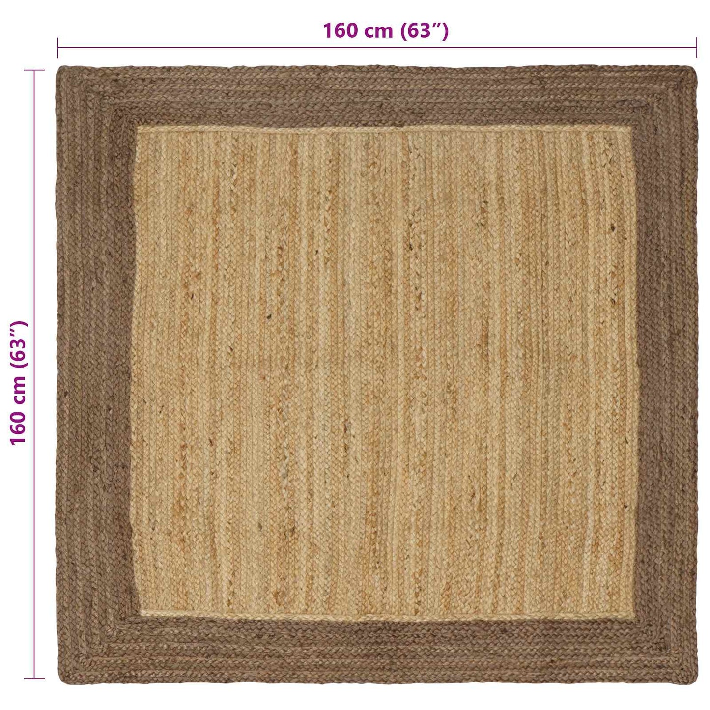 Area Rugs Grey 160 x 160 cm Jute