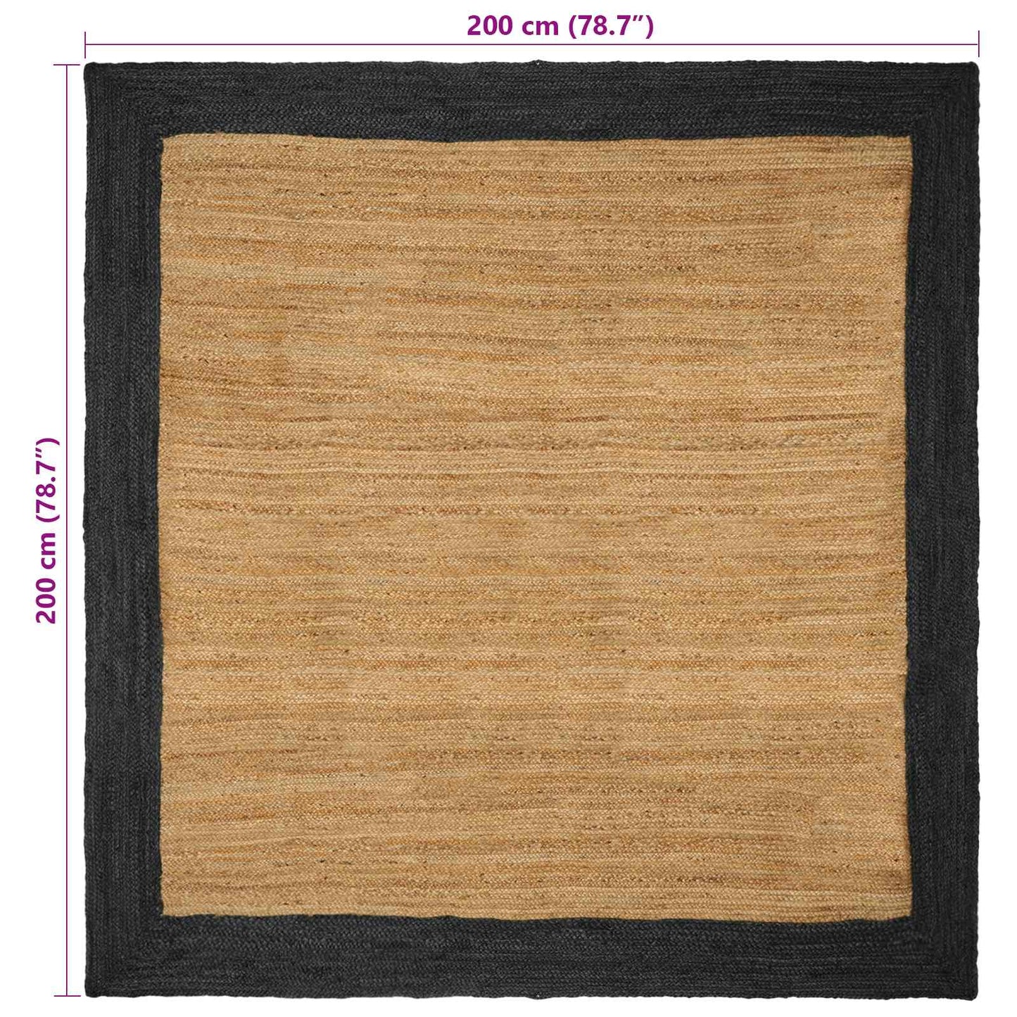 Area Rugs Dark Grey 200 x 200 cm Jute