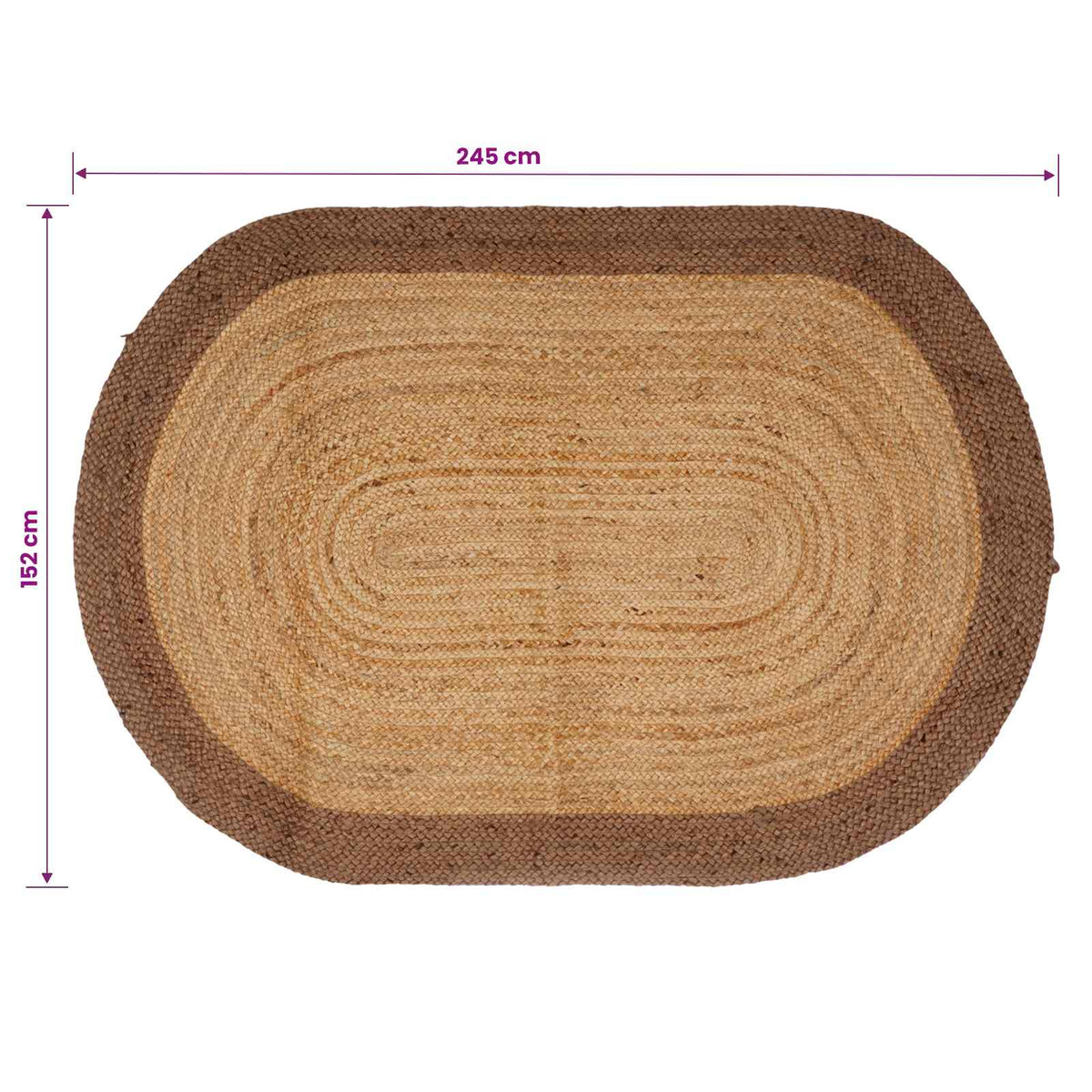 Area Rug Grey 152 x 245 cm Jute