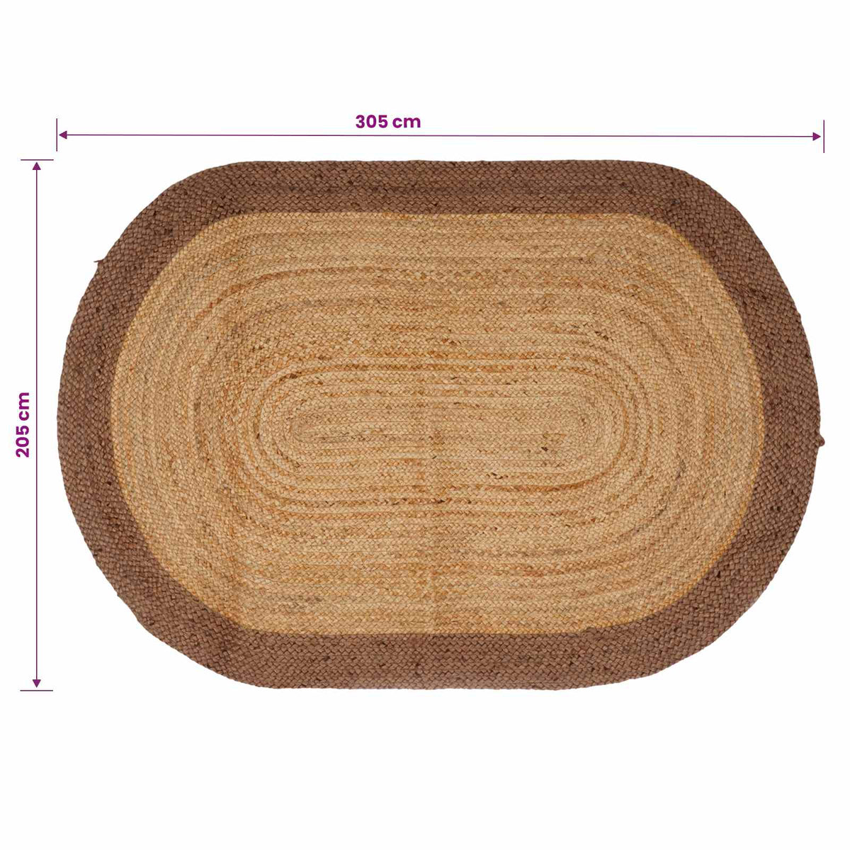Area Rug Grey 205 x 305 cm Jute