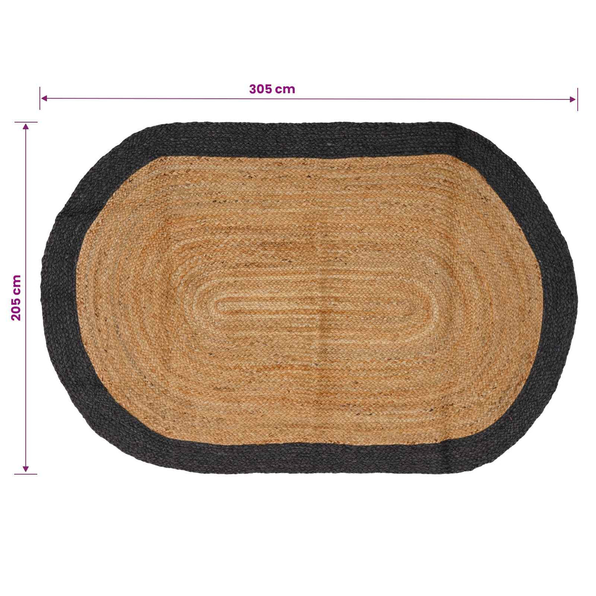 Area Rug Dark Grey 205 x 305 cm Jute