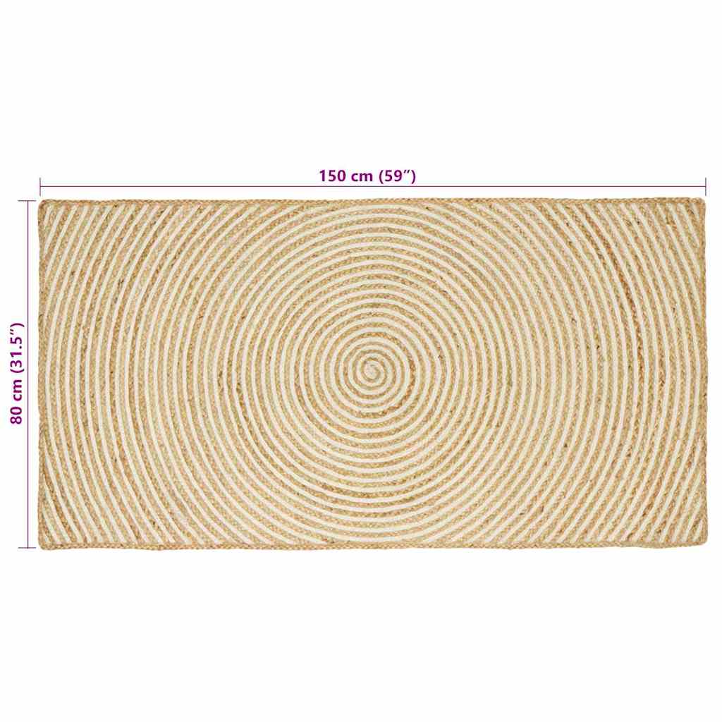 Area Rugs White 80 x 150 cm Jute