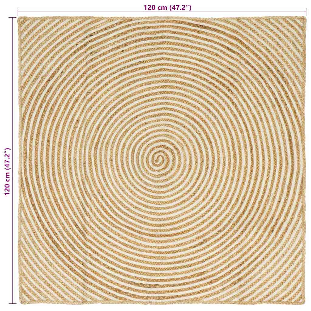 Area Rugs White 120 x 120 cm Jute