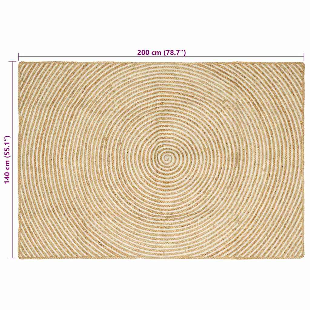 Area Rugs White 140 x 200 cm Jute