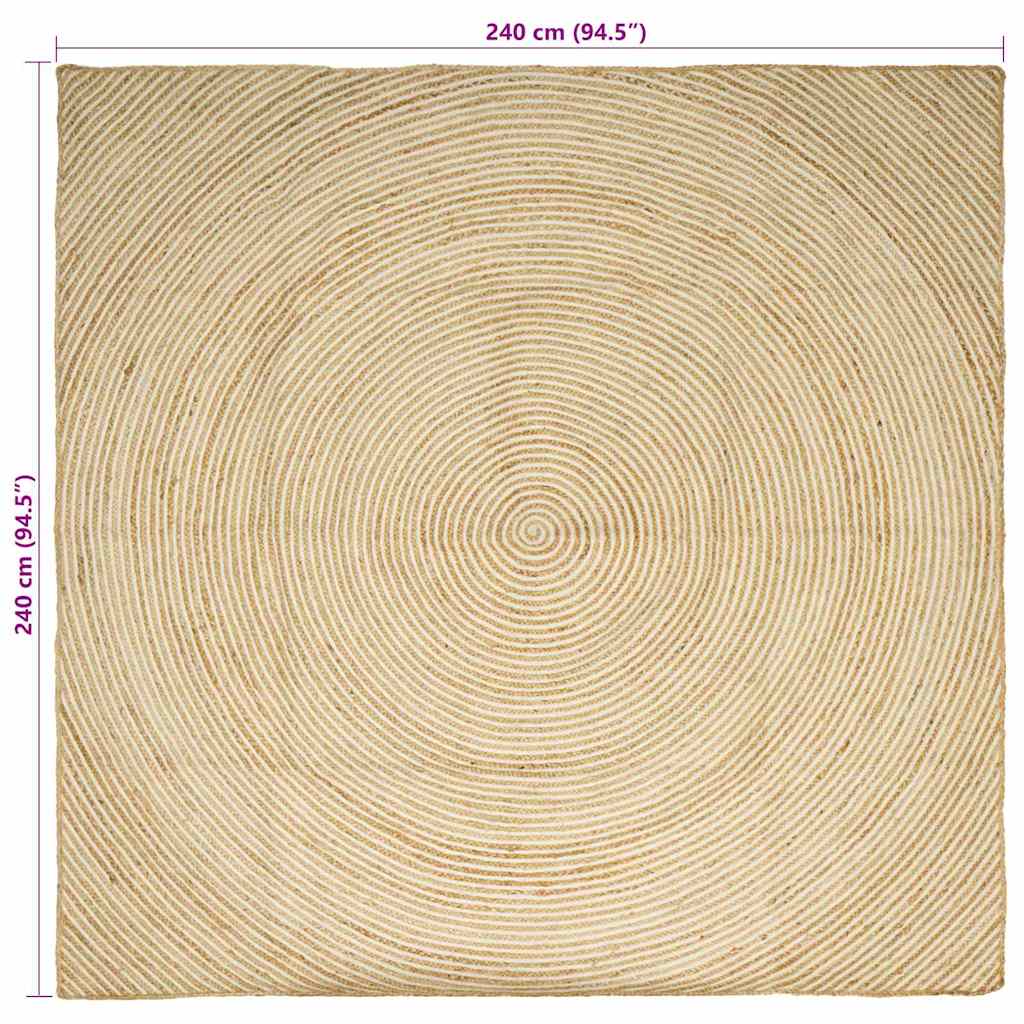 Area Rugs White 240 x 240 cm Jute