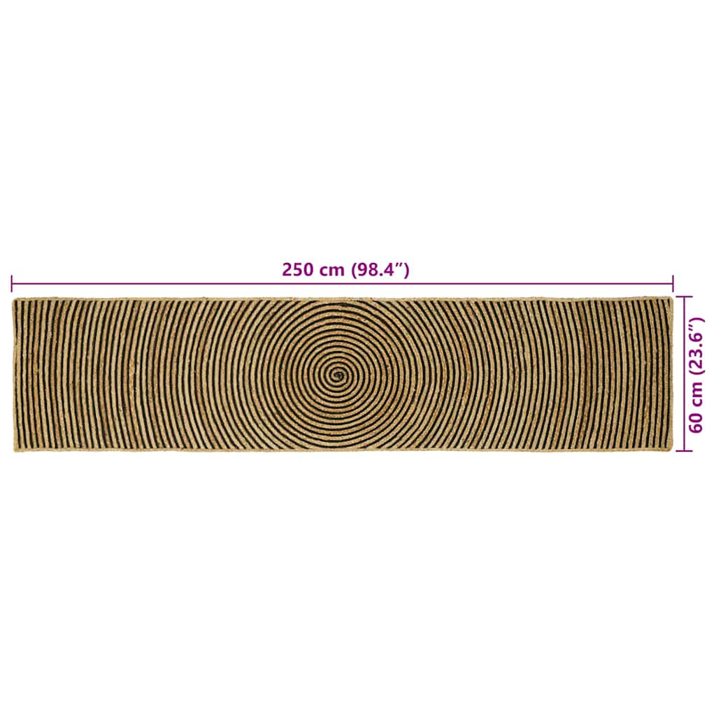 Area Rug Black 60 x 250 cm Jute