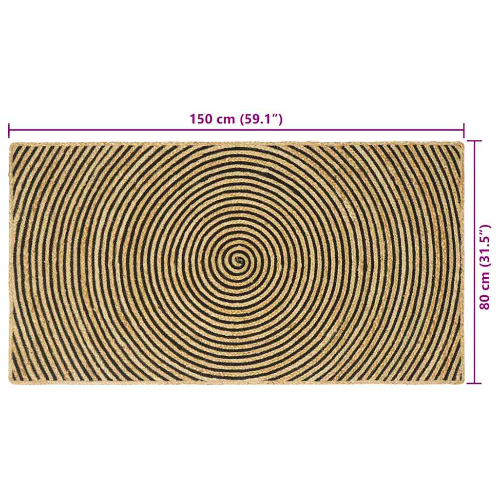 Area Rugs Black 80 x 150 cm Jute