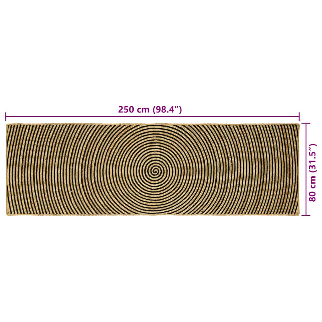 Area Rugs Black 80 x 250 cm Jute