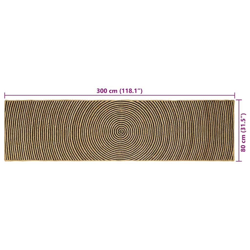 Area Rugs Black 80 x 300 cm Jute