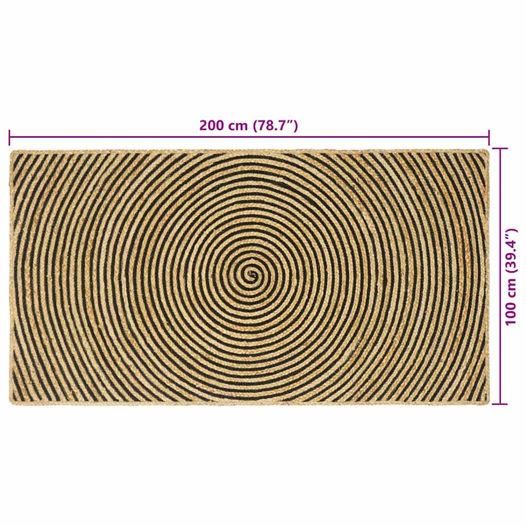 Area Rugs Black 100 x 200 cm Jute