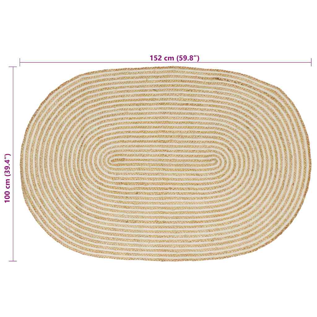 Area Rugs Natural and White 100 x 152 cm Jute