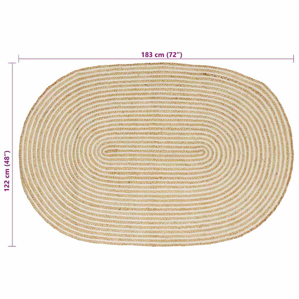 Area Rugs Natural and White 122 x 183 cm Jute