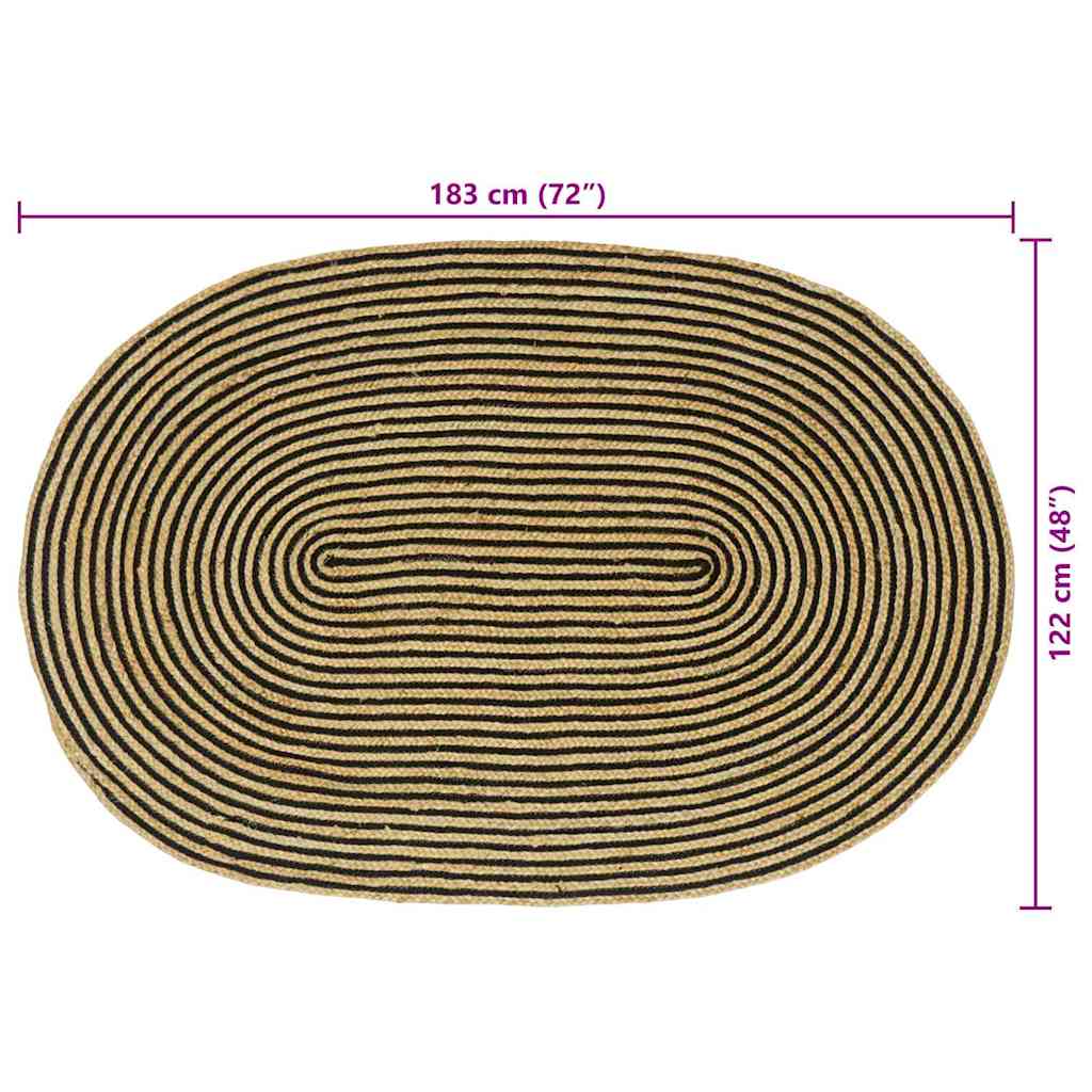 Area Rugs Natural and Black 122 x 183 cm Jute