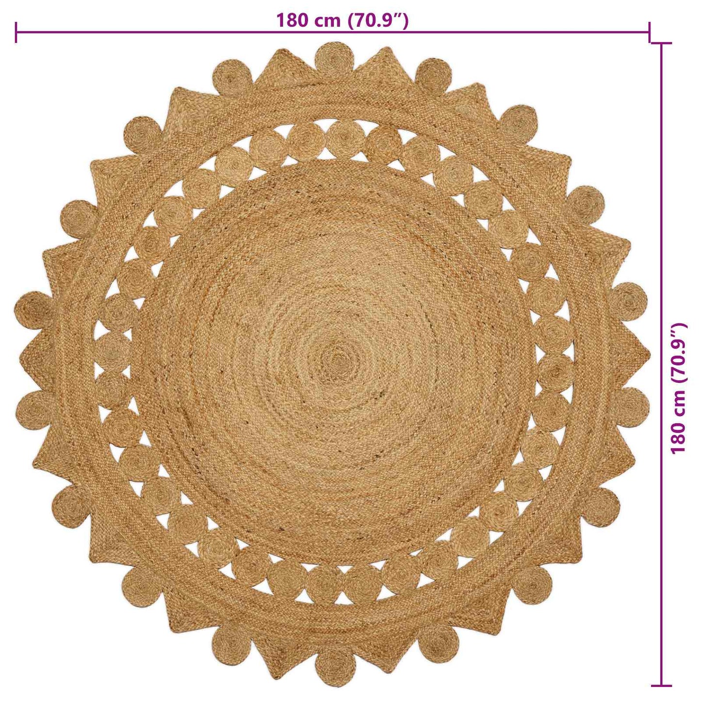 Rug Brown Ø 180 cm Jute