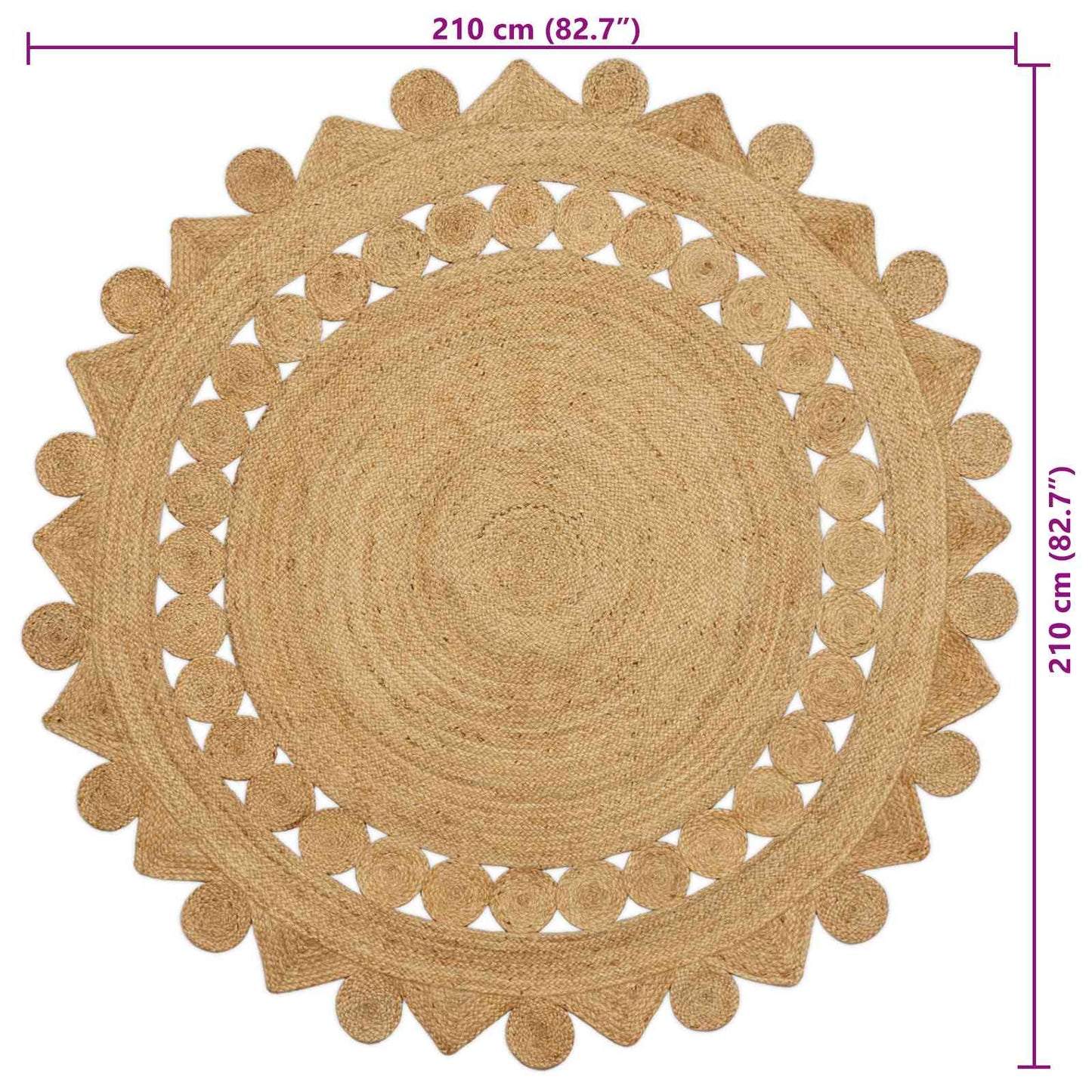 Area Rugs Natural Ø 210 cm Jute