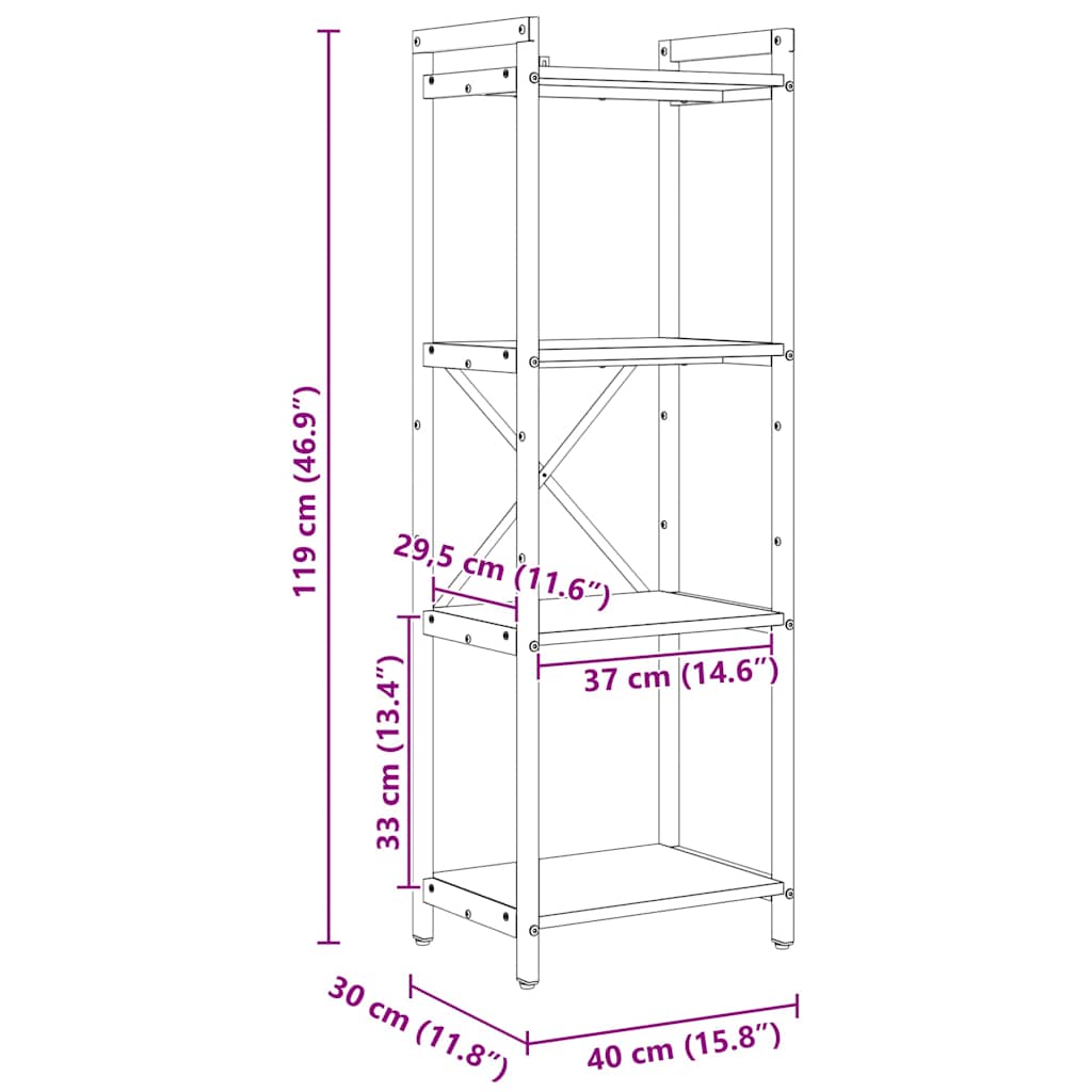 Bookshelf 40 x 30 x 119 cm Engineered Wood Sonoma Oak