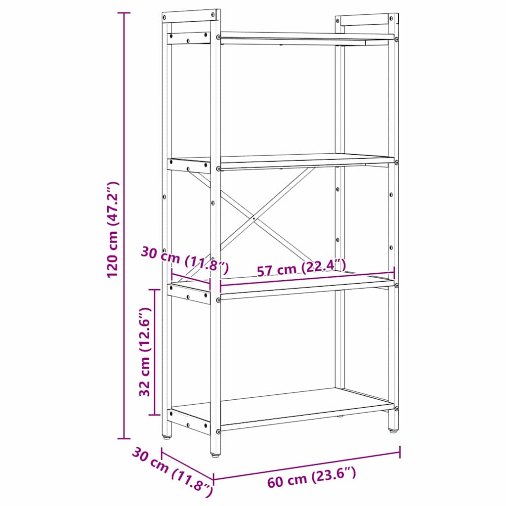 Bookshelf 60 x 30 x 120 cm Engineered Wood Black Oak