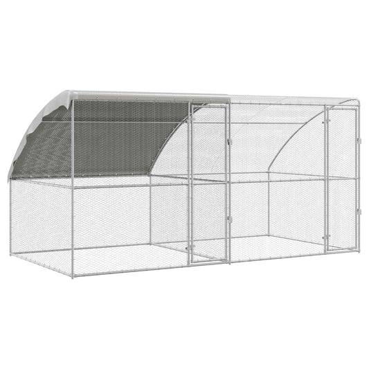 Chicken Cage 2 pcs Silver 400 x 200 x 200 cm Steel and PE Chicken Cage 2 pcs Silver 400 x 200 x 200 cm Steel and PE