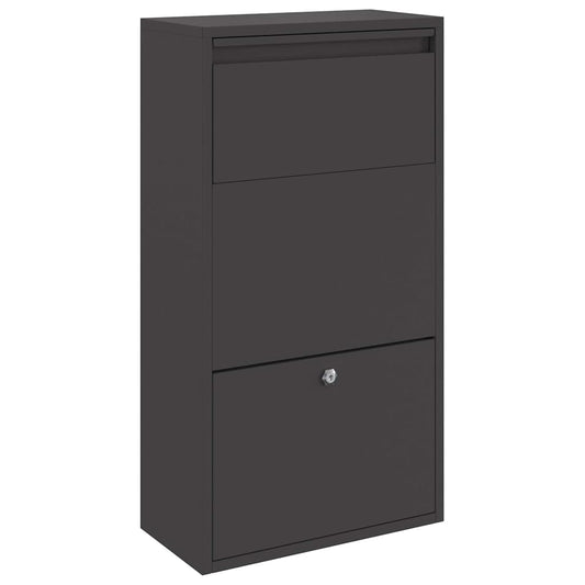 Parcel Drop Box with Storage Black 44 x 22 x 82 cm Steel Parcel Drop Box with Storage Black 44 x 22 x 82 cm Steel