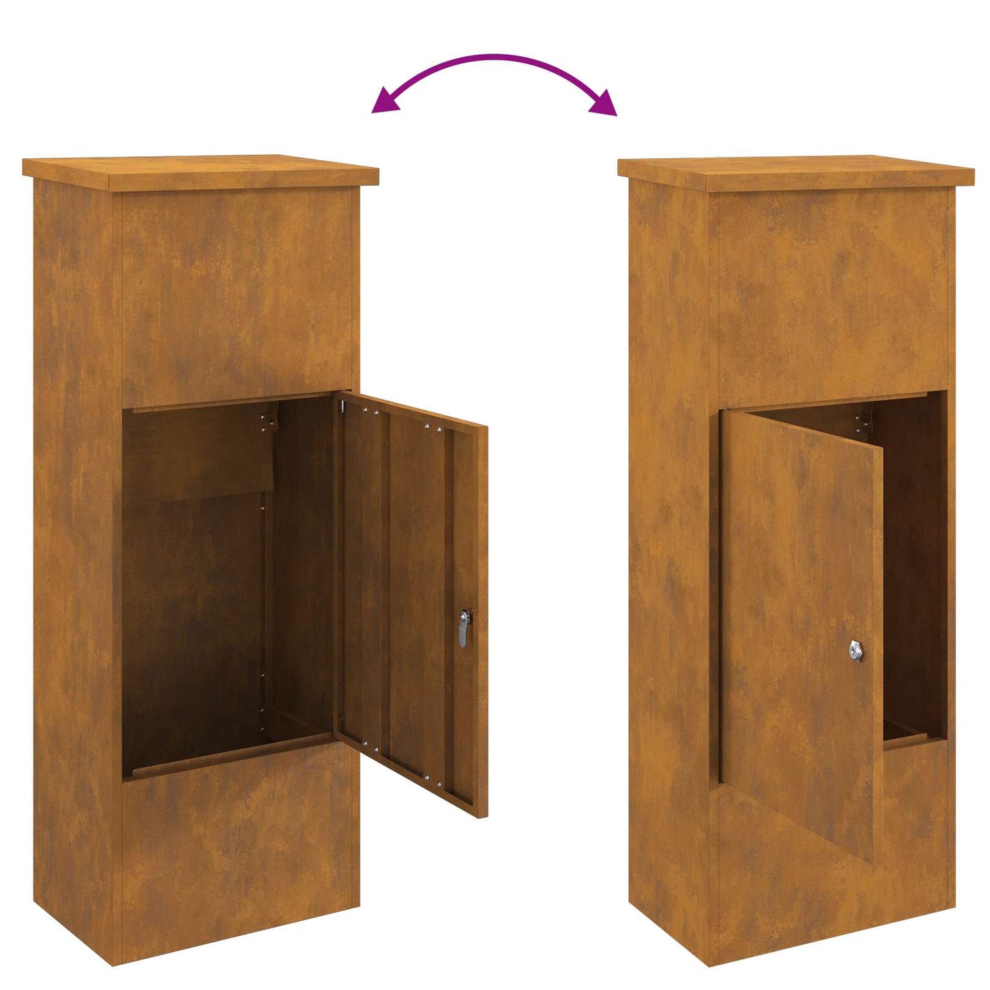 Parcel Drop Box Rusty 44.5 x 29 x 110.5 cm Weathering Steel