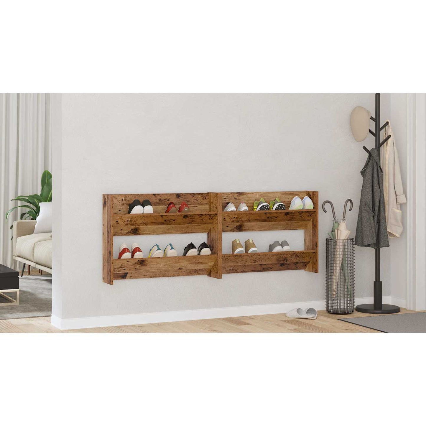 Shoe Cabinet 2 pcs Old wood 80 x 18 x 60 cm Engineered Wood
