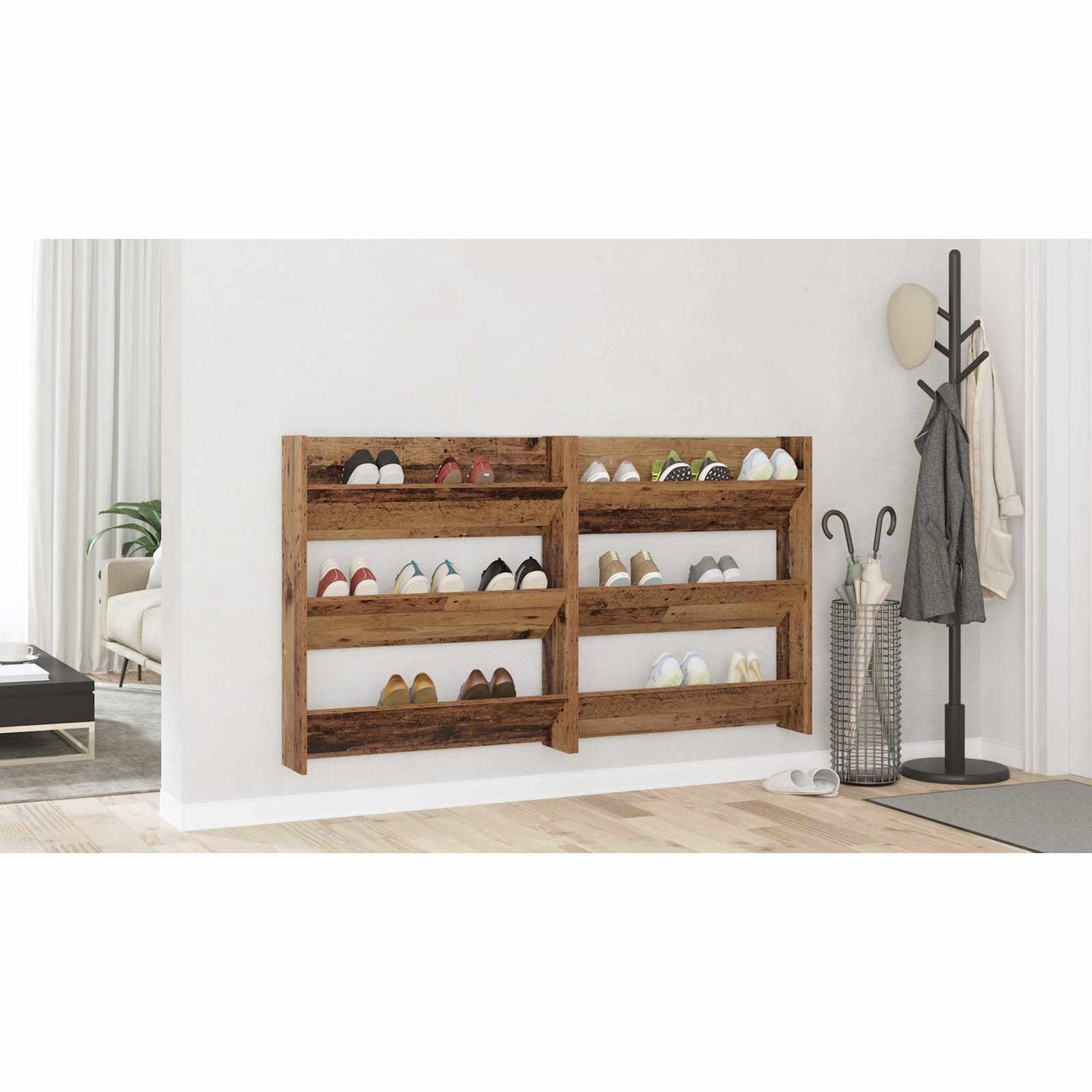Shoe Cabinet 2 pcs Old wood 84 x 18 x 90 cm Engineered Wood