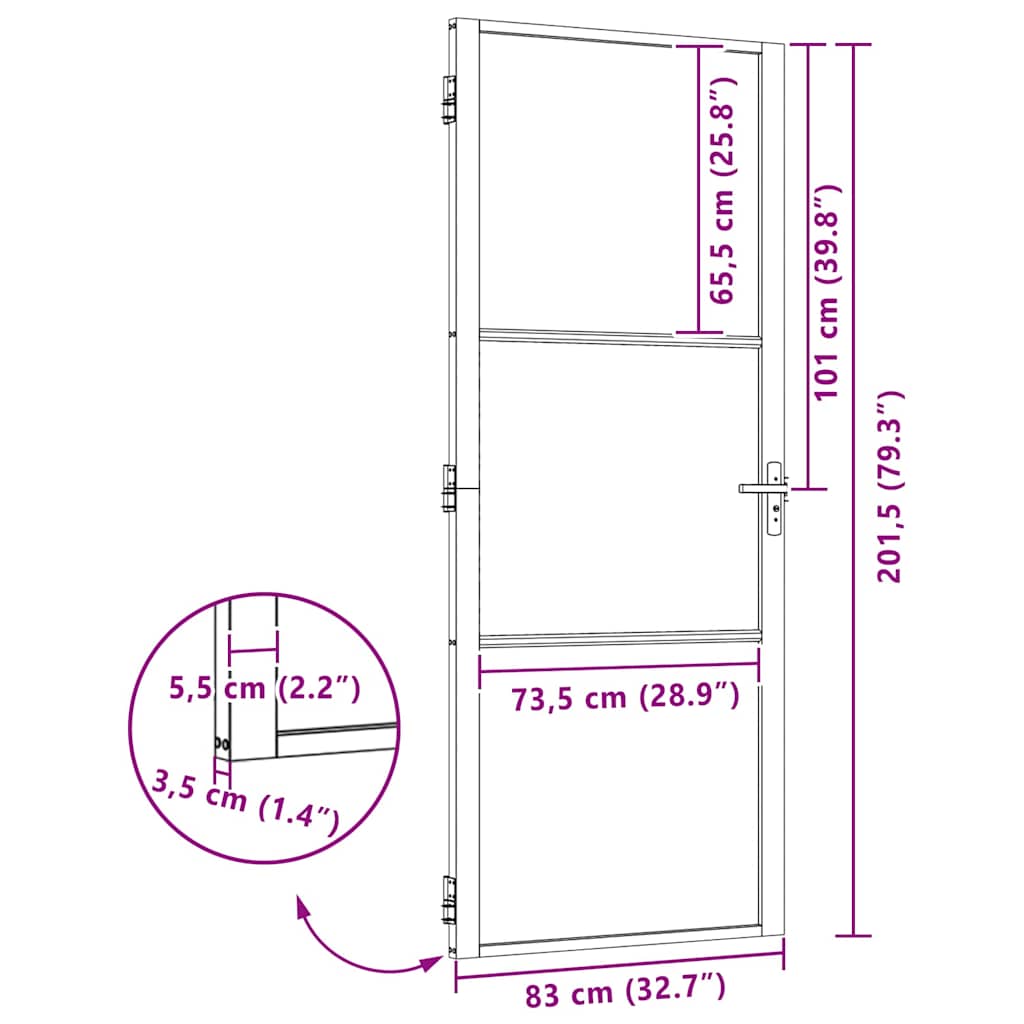 Glass Door Fretwork Black 83 x 3.5 x 201.5 cm Aluminium