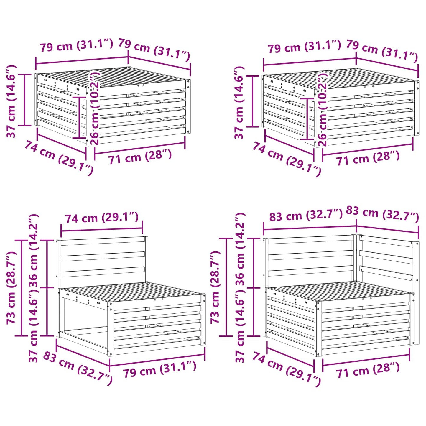 Outdoor Sofa Set 9 pcs Natural Solid Acacia Wood
