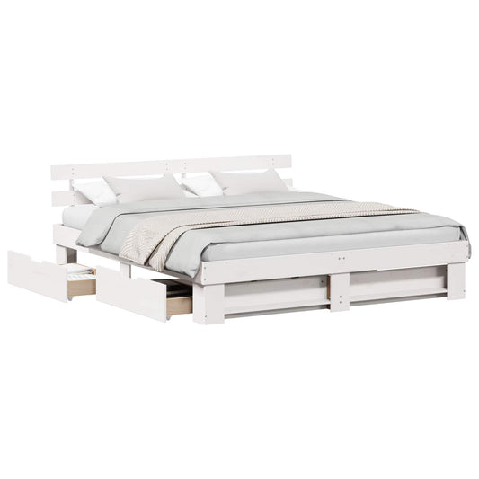 Bed Frame with Headboard White 180 x 200 cm Solid Pine Wood Bed Frame with Headboard White 180 x 200 cm Solid Pine Wood